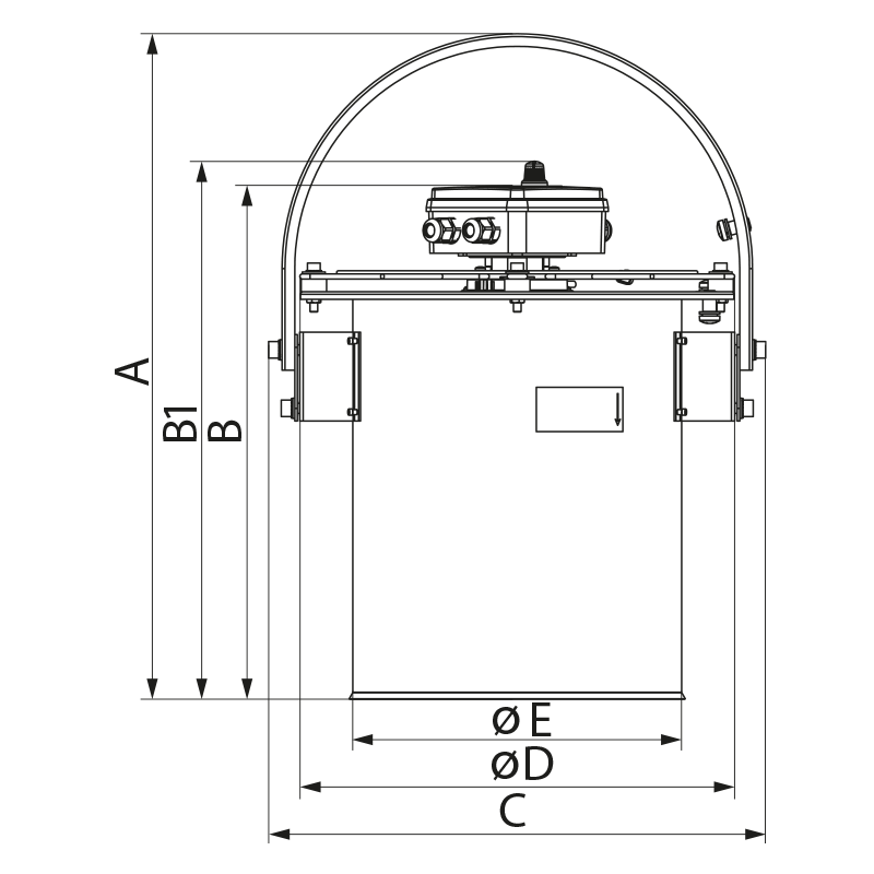 Vents Bucket Fan EC 1100 P - Dimensions