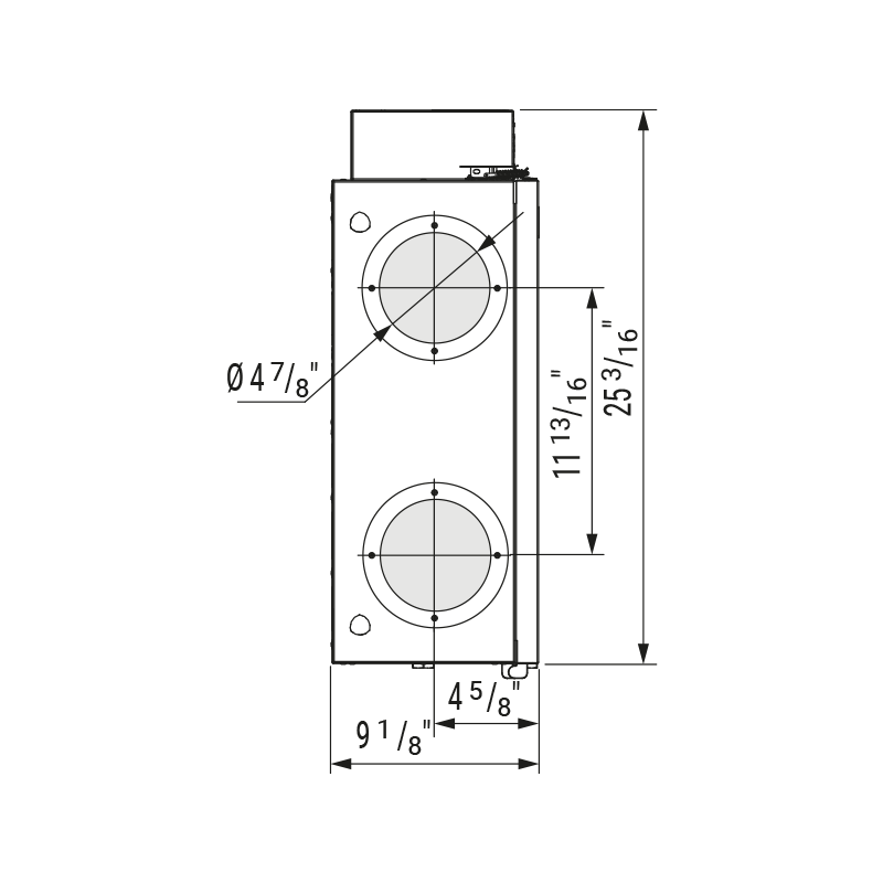 Vents Frigate ERV 130 PR EC - Dimensions
