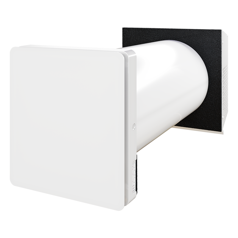 Vents TwinFusion Recovery 60 E - Single-room HRV with high-efficiency HRV or ERV counter-flow recovery and app control. Cold-climate versions add integrated heaters plus mechanical supply and gravity exhaust dampers