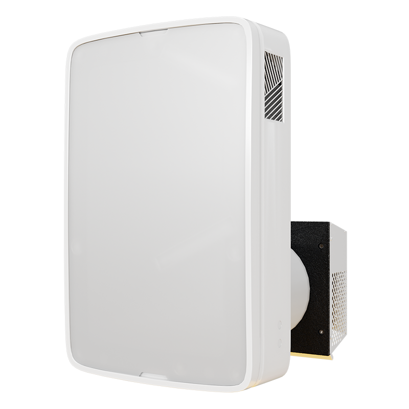 Vents TwinWall 60 E2 ERV - Single-room wall mounting HRV with high-efficiency HRV or ERV counter-flow recovery and app control. Cold-climate versions add integrated heaters plus mechanical supply and gravity exhaust dampers